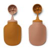 Lot de 2 Gourdes réutilisables Silicone - Mustard / dark rose mix | LIEWOOD