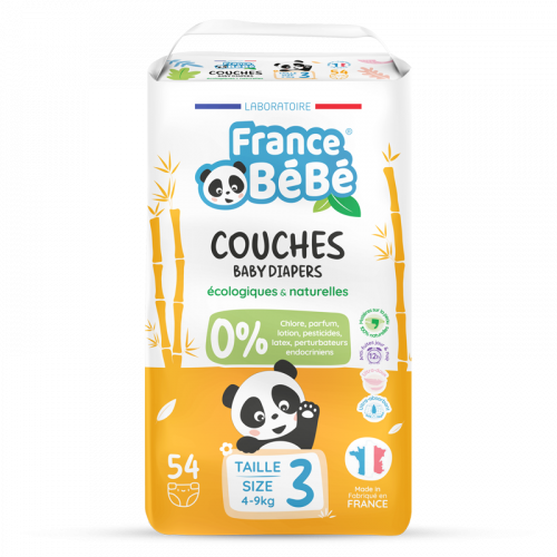 Couches écologiques Taille 3 (4-9kg) x 54 | FRANCE BEBE BIO