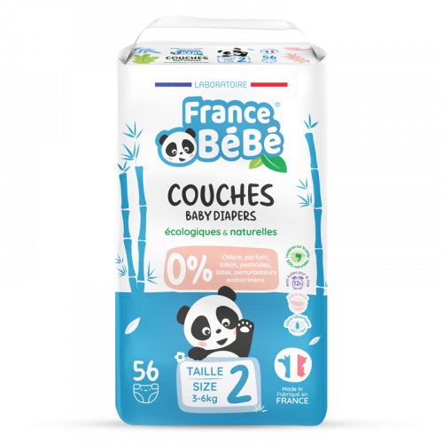 Couches écologiques Taille 2 (3-6kg) x 56 | FRANCE BEBE BIO