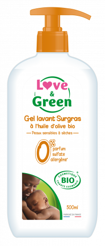 Gel Surgras sans parfum sans sulfate, bio 500ml Love & Green