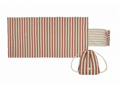 Sac et serviette de plage 68X140 PORTOFINO - Rusty Red Stripres | NOBODINOZ