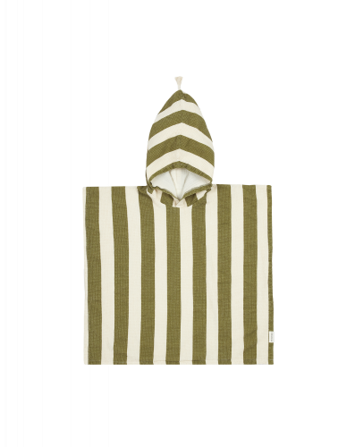 Poncho de plage 1-3 ans - pistachio stripes waffle | NOBODINOZ